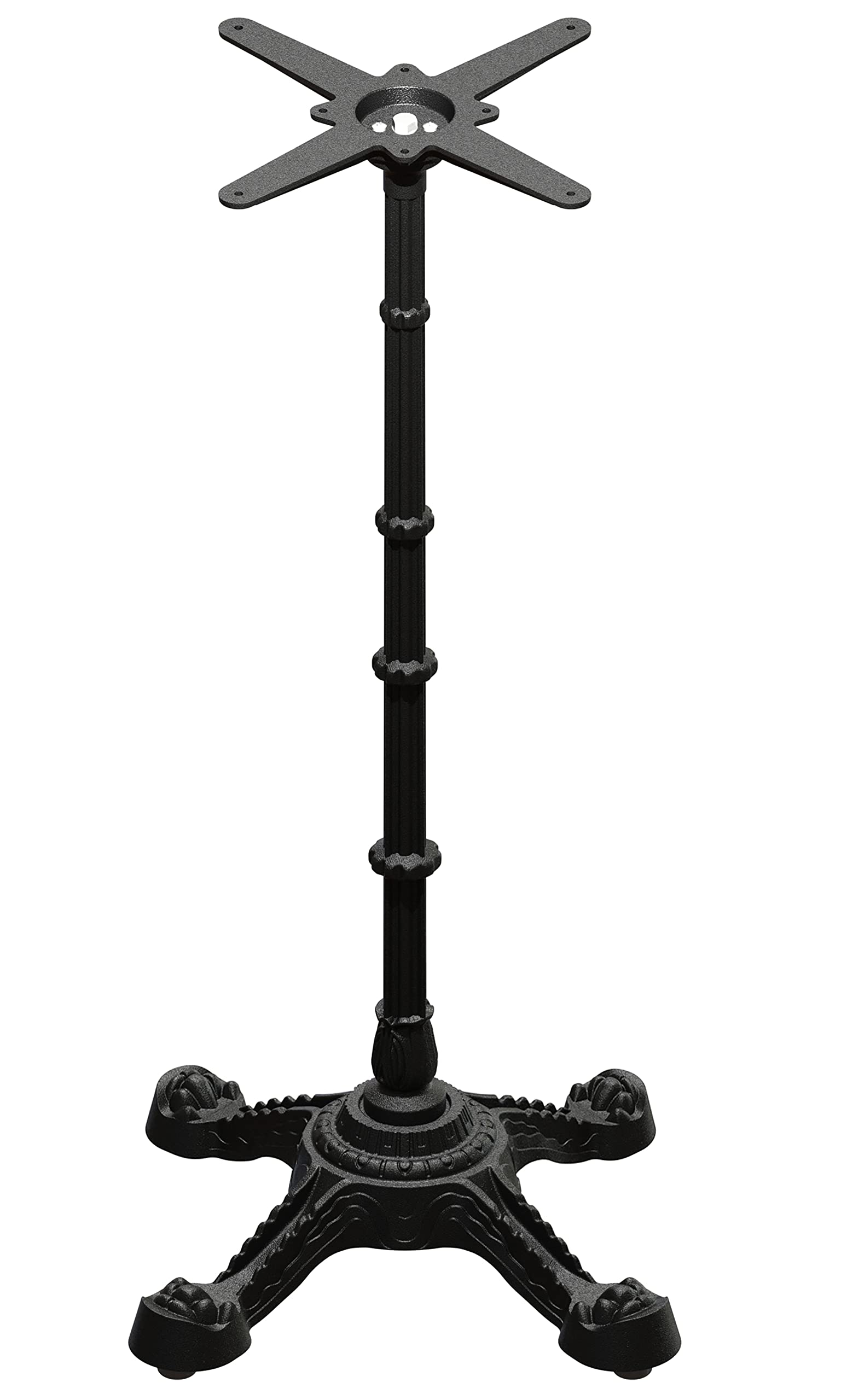 FLAT AUTO-ADJUST PX23 Self-Stabilizing Parisian Cast Iron Table Base | X-shaped | Bar Height | Accommodates Square Table Tops Up to 24