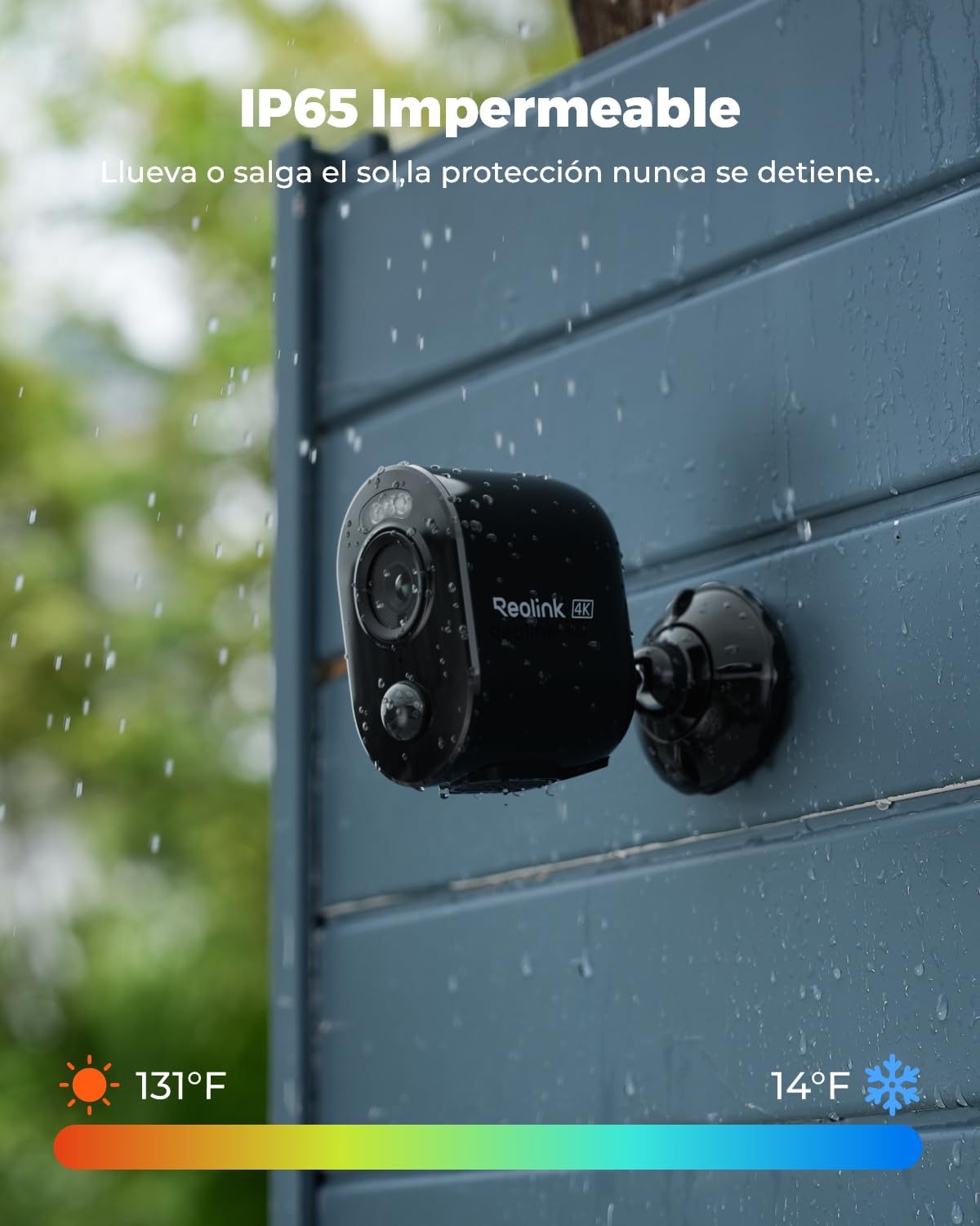 Reolink 4K Camara Vigilancia WiFi Exterior/Interior, Cámara Vigilancia | Sin Cables Bateria Solar, Visión Nocturna en Color, Detección Smart, Funciona con Cloud/Alexa, Argus 3 Ultra (Negro)