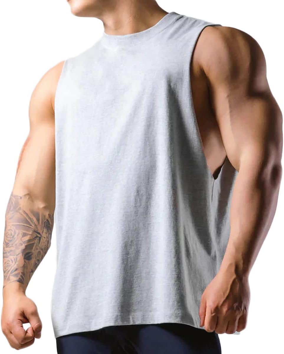 MagiftboxCotton Gym Muscle Tank Tops Athletic Workout Sleeveless Sweatshirts for Men T67