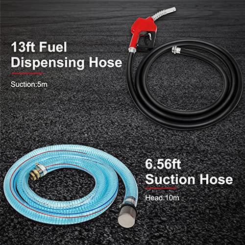 12V Dc 155W Automatic Electric Transfer Fuel Pump Meter Large Flow With Crocodile Clips Hose Automatic Nozzle And Mechanical Fuel Mete #TOP5