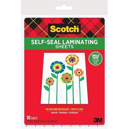 Scotch Self-Seal Single-Sided Laminating Sheets, Letter Size 9 in x 12 in, 10-Pack