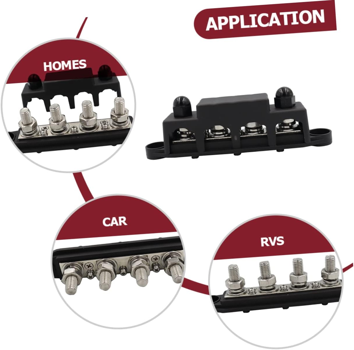 Artibetter 2pcs Power Distribution Blocks Bus Bar Dc Black Red Automotive Truck Car Boat Yacht Safety Covers