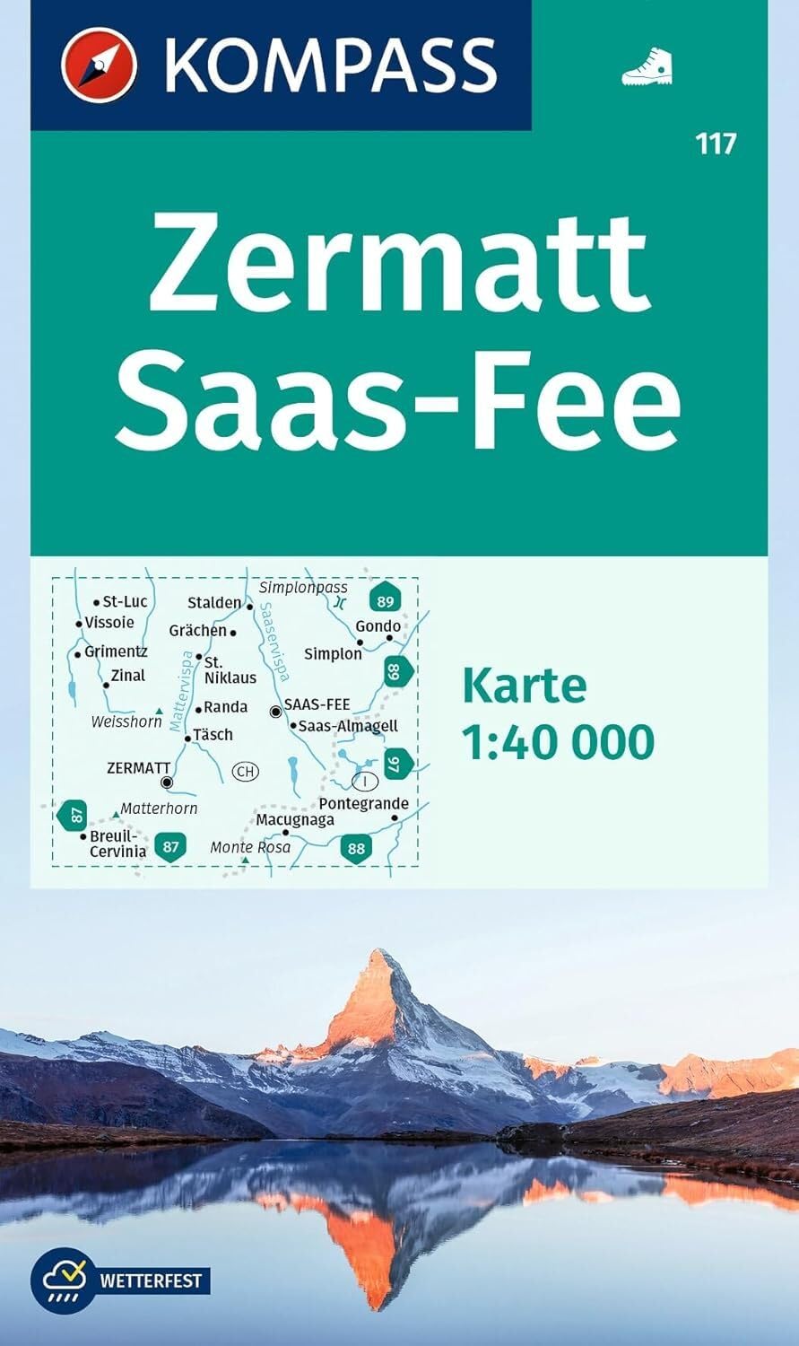 Zermatt, Saas Fee 40T WK 117: markierte Wanderwege, Hütten