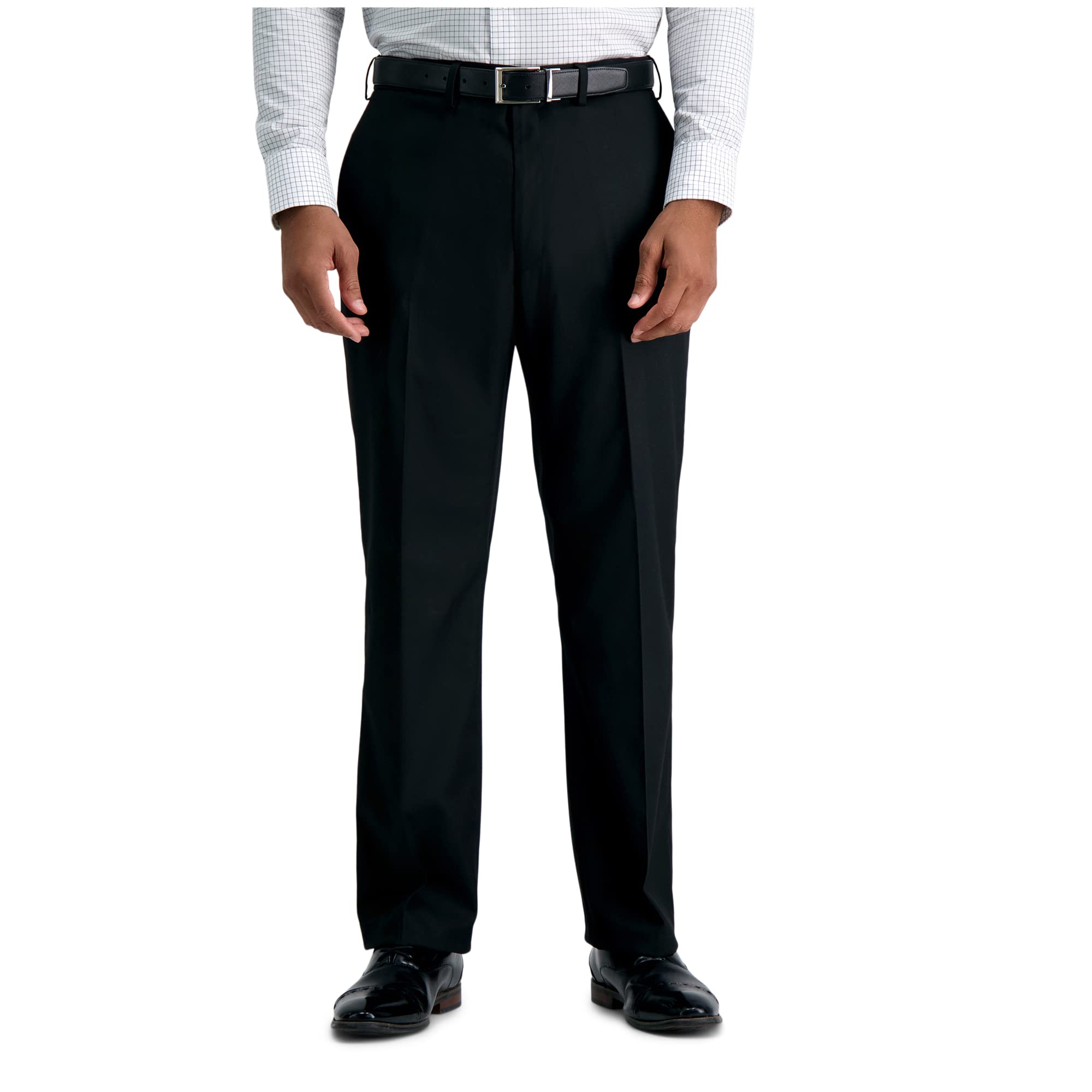 Haggar J M Textured Grid 4-Way Stretch Classic Fit Flat Front Dress Pant