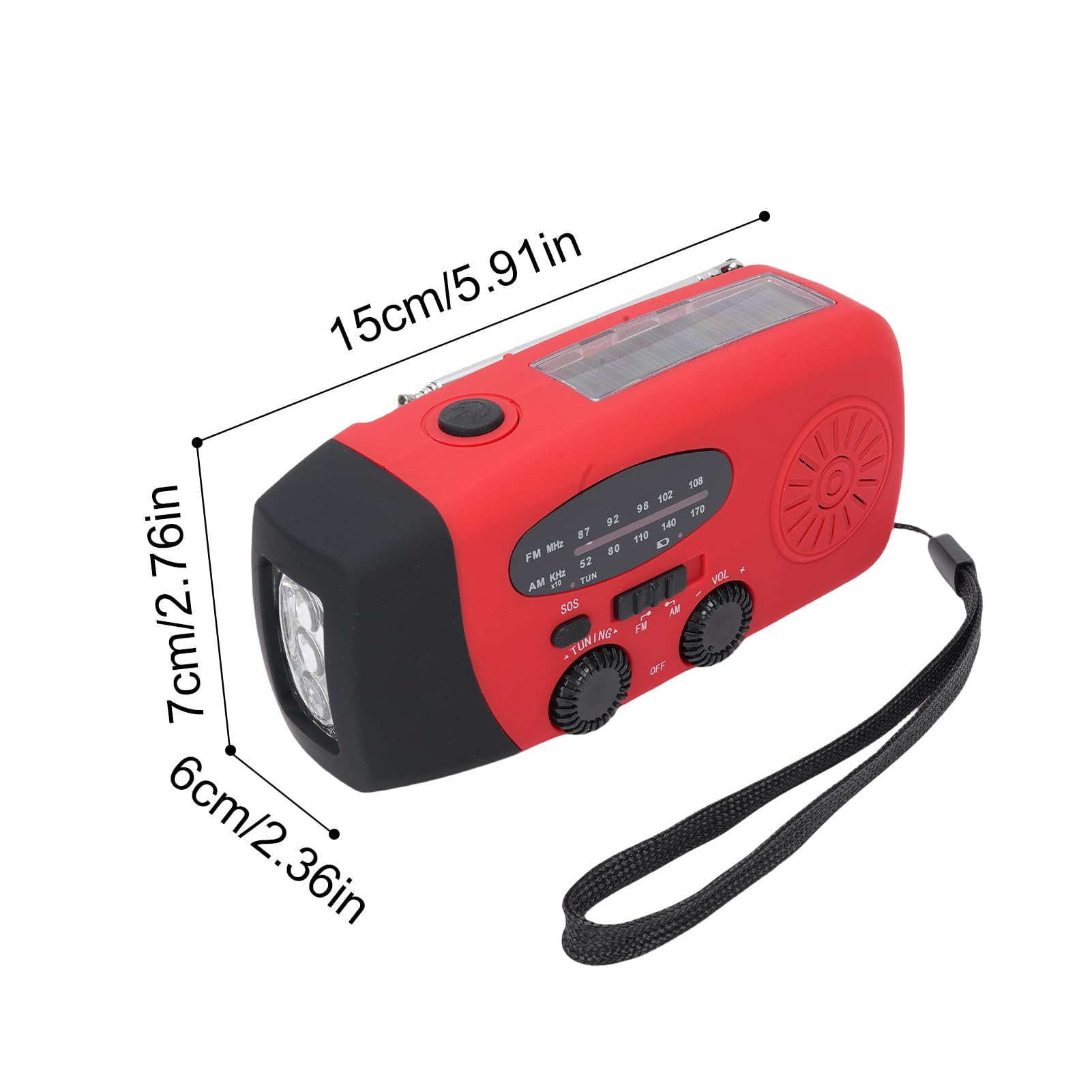 Radio d'urgence Solaire manivelle Type-c Charge AM FM Portable Panne de Courant Camping randonnée (Version européenne)