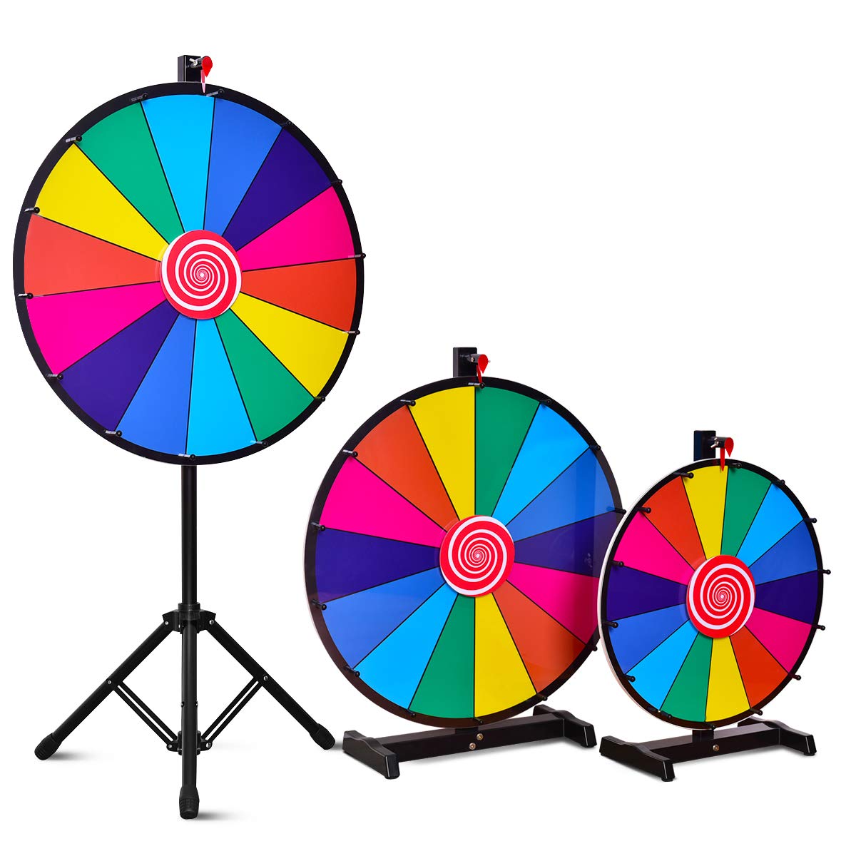 COSTWAY 18/24 Pollici Gioco Ruota della Fortuna da Terra&Tavolo, Wheel of Fortune con Marcatore e Cancellatore, 14 Slots, per Carnevale e Feste (18 Pollici)