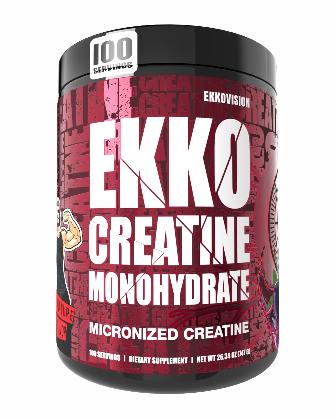 Ekkovision Creatine Monohydrate Powder, Black Cherry, 100 Servings Black Cherry 100 Servings (Pack of 1)