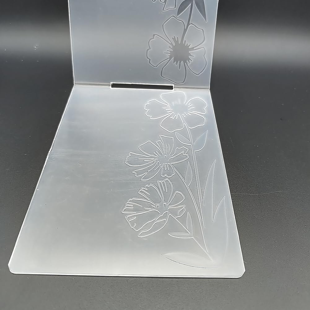 Plastic Embossing Folder A6 Size Fresh Flowers Card Background Paper Crafts Plastic Textured Impressions for Card Making Scrapbooking