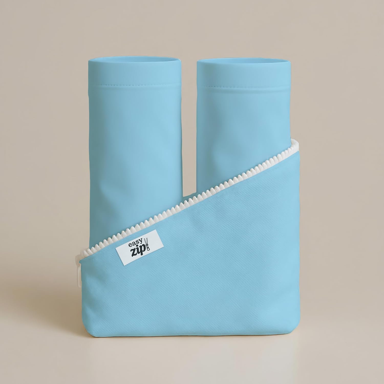 Soft Cotton Zip-On Crib Fitted Sheet – 2 Zipper-On Top Sheets + 1 Fitted Base, Luxury Baby Bedding Set, Easy Change Zipper Sheets - Standard (28x52 Inches) | Sky Blue