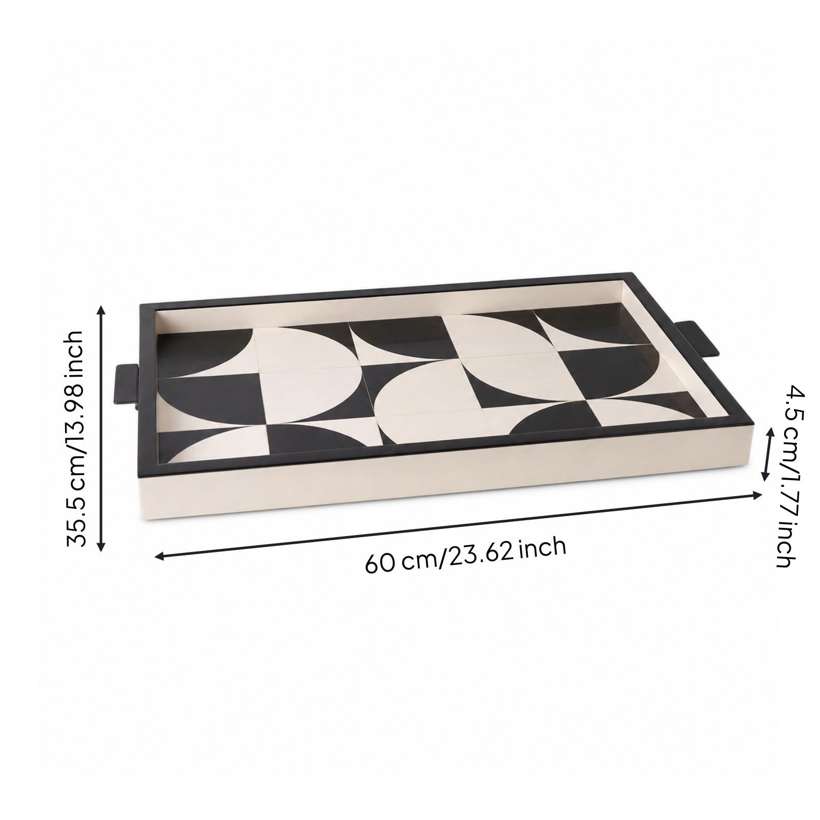 Banja Servicio con corativa Banja con Ergonómicas para Mesa, 46 34 H4cm, Estilo Europeo, Bandeja Rectangular Plateada De Superficie Brillante