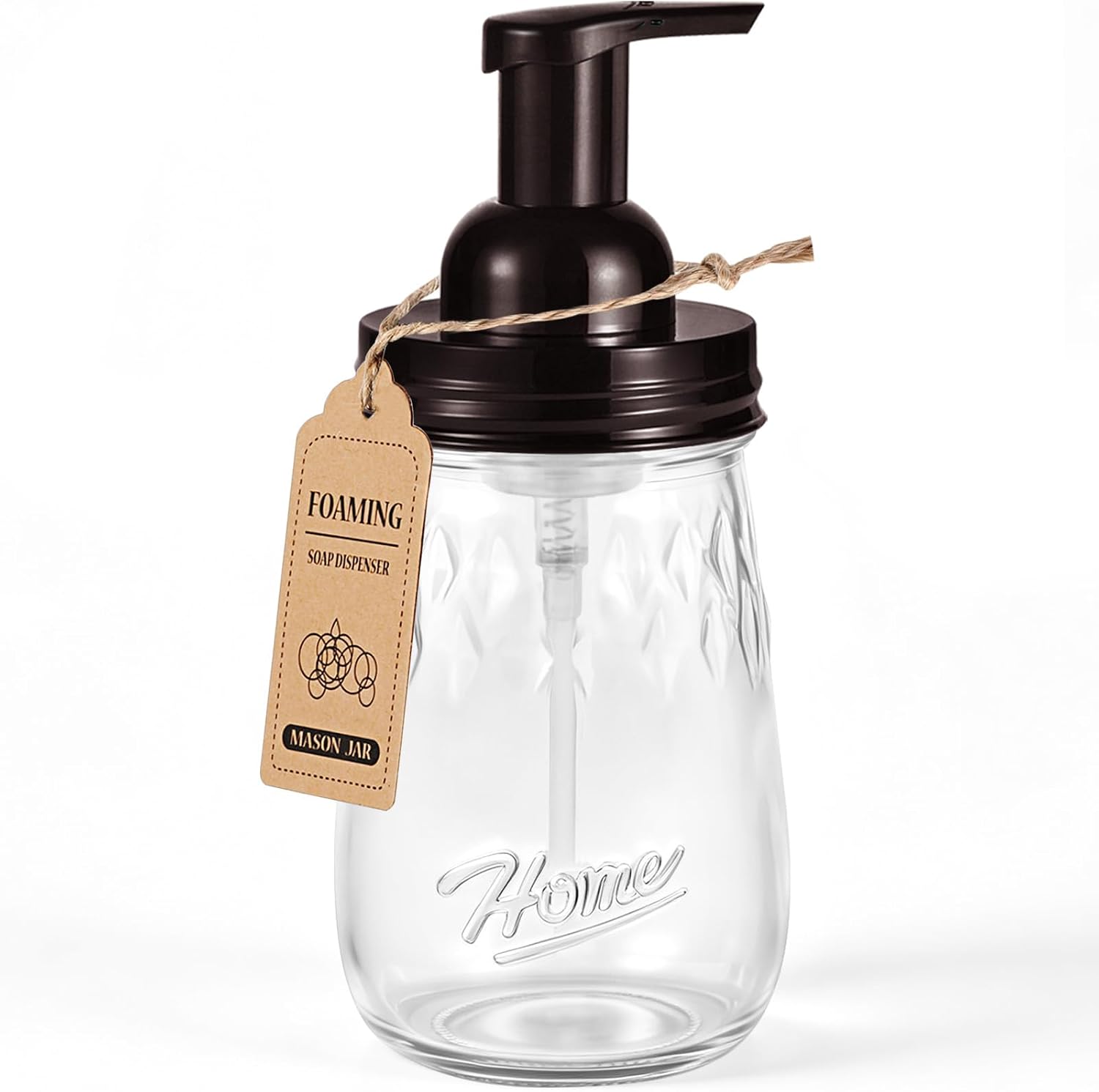Amolliar 16 Oz Glass Mason Jar Foaming Soap Dispenser, Bronze, 1 Pack
