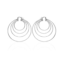 Vista 1 de Round Circle Huggie Hoop Earring - Designer Chunky Hoops Earrings 14K Gold Plated, Small Minimalist Wedding Jewelry for Women, Girls (Silver Plated)