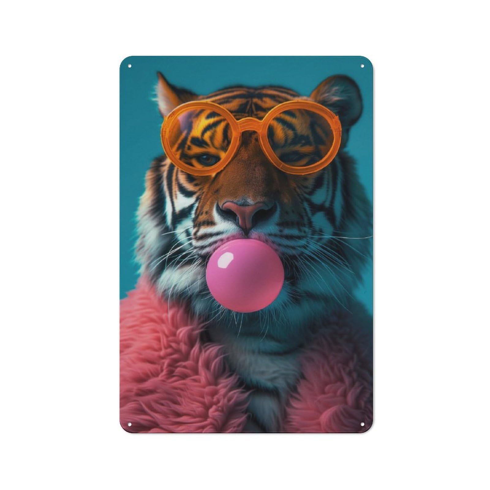 Junmoney Style-6 Tiger Blowing Bubble Gum Vintage Tin Sign 30X20cm For Café Or Restaurant, For Café Owners And Decorators, For Retro Home Interiors