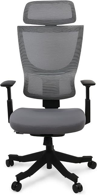 FLEXISPOT Office Chair Ergonomic Task Back-Support Chair Compact 120° Locking 360° Rotation Seat Surface Breathable material (Grey)
