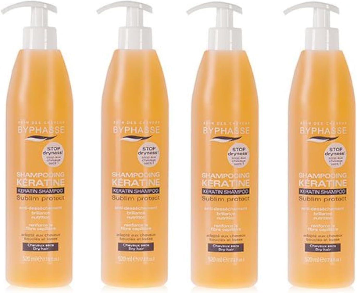 Pack of 4 Liquid Keratin Shampoo 520 ml for Dry