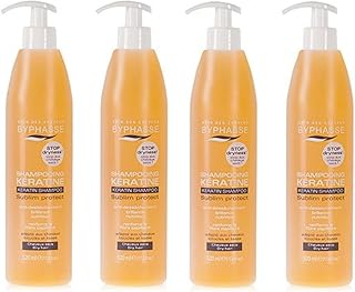 Byphasse Pack of 4 Liquid Keratin Shampoo 520 ml for Dry