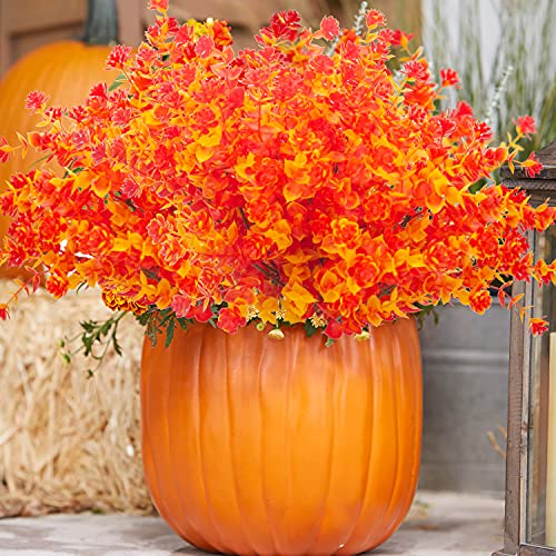 Artificial Fall Flowers, Fake Outdoor Uv Resistant Autumn Plants For Home Kitchen Christmas Festival Thanksgiving Autumns Decoration(Gold Yellow) #TOP3