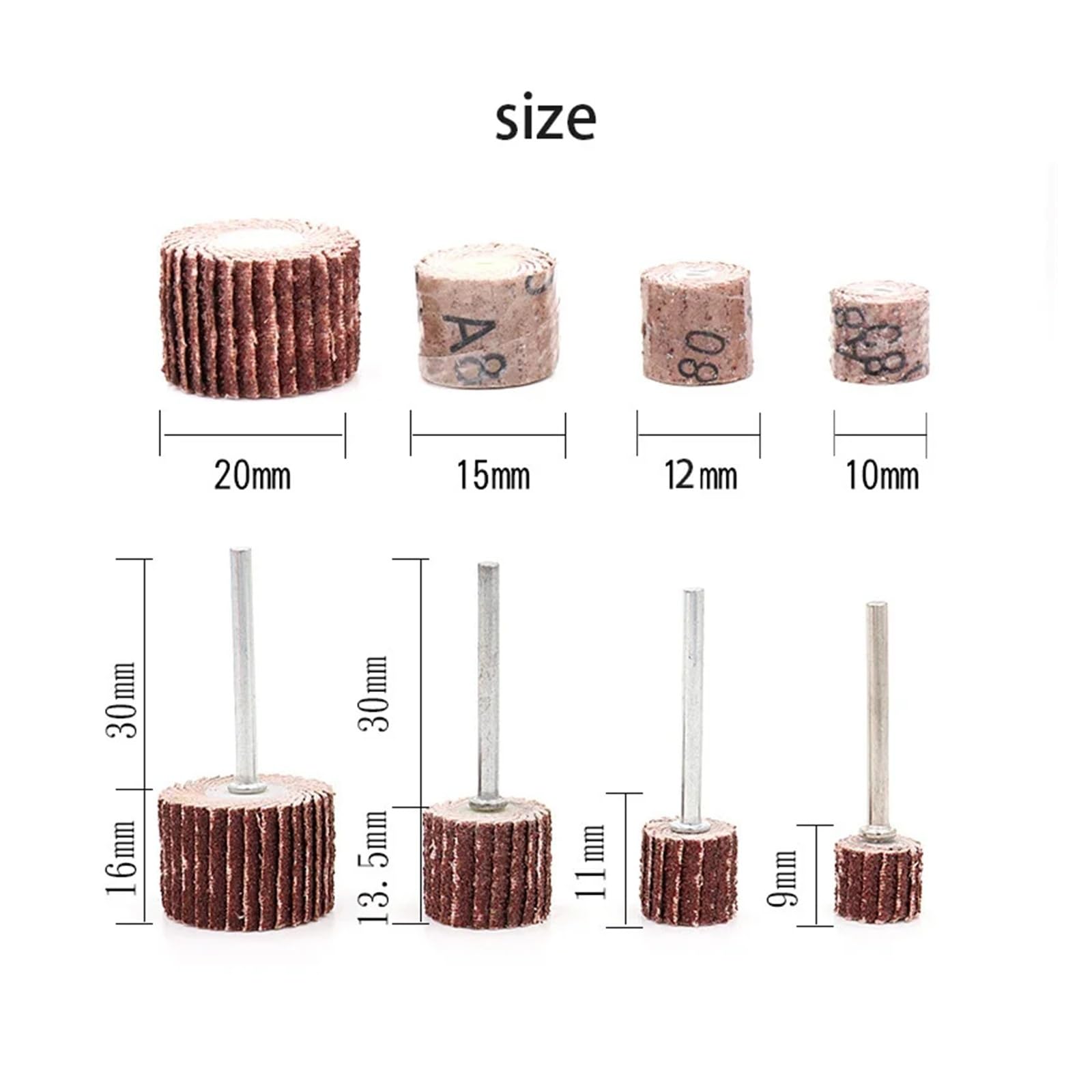 Tarcze szlifierskie, 11 szt. listków ściernych z trzpieniem 3 mm(400-12MM)