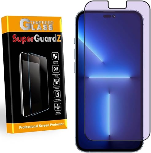 Miniatura 8 de Protector de pantalla de cubierta completa para iPhone 15 Pro, vidrio templado antiluz azul, protección ocular, SuperGuardZ, 9H, 0.012 in,