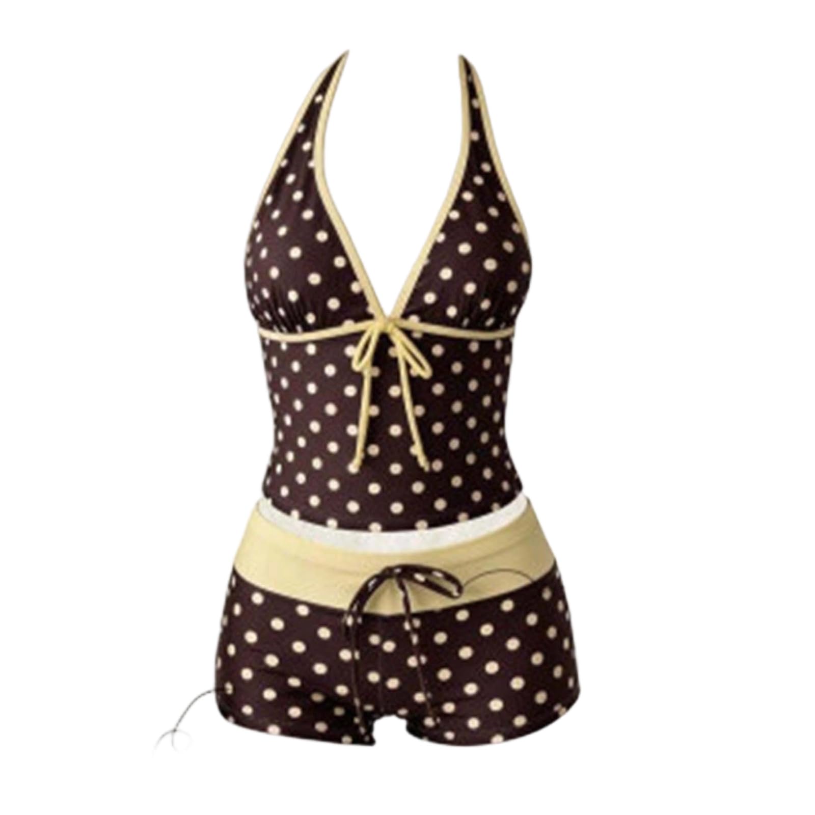Bañadores Tankini para Mujer Bañador de Dos Piezas con Cuello en V Y2K Tankini Dos Piezas Lunares Cuello Halter Modesto Playa Vacaciones Adecuado para Vacaciones de Playa Verano