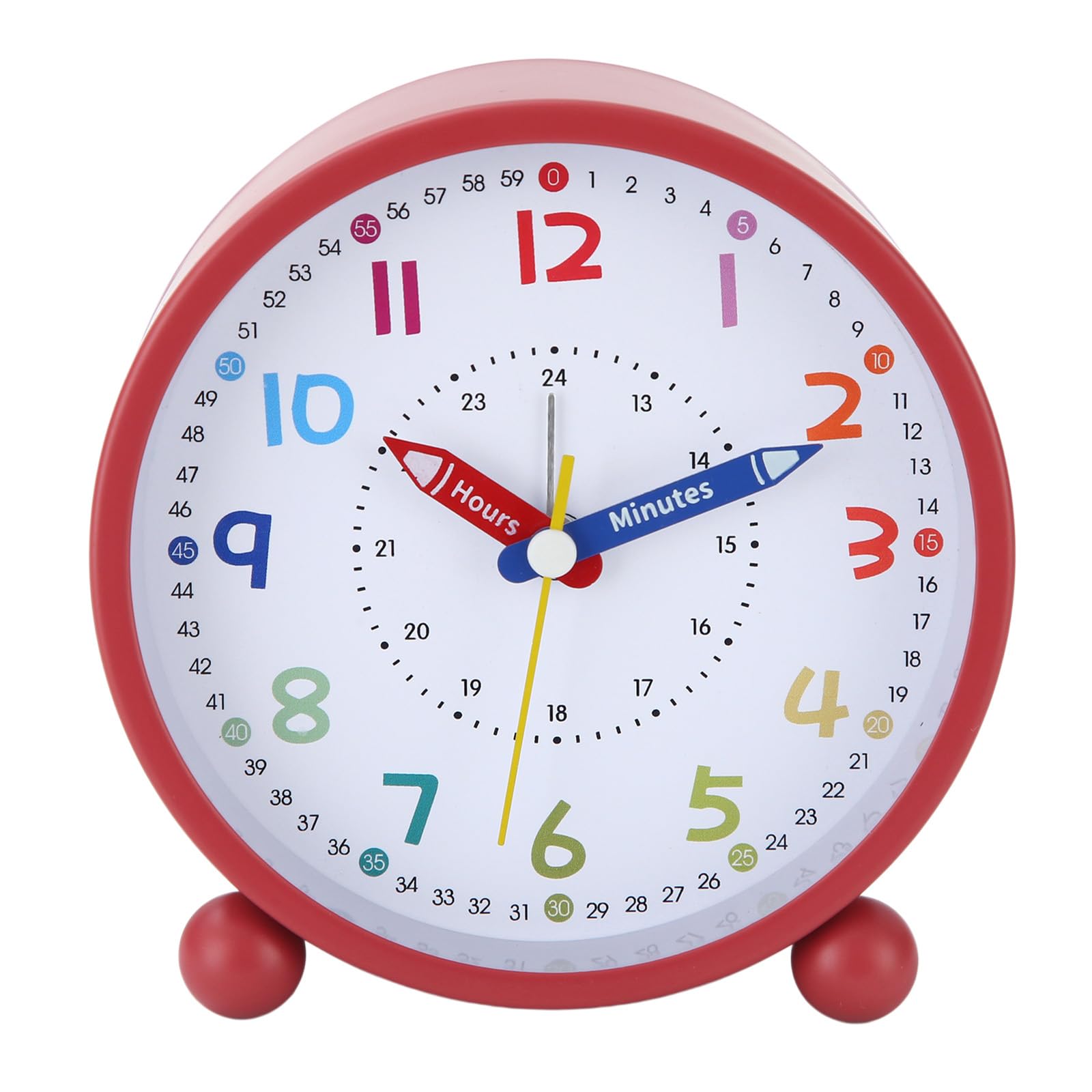 Msioytog Noiseless Educational Analog Alarm Clock for Students Clear Numbers Night Light Battery Powered for Bedsides Quiet Alarm Clock