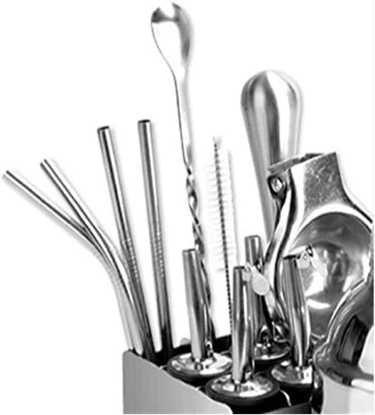 Kit de Camarero con Stand Elegante - Cóctail de Acero Inoxidable con Herramientas de Barra a Prueba de óxido. Bar ubicado for Bares caseros y Bebidas