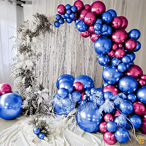 Image of Just Party 25Pcs Pink & 25Pcs Blue Metallic Chrome Balloons with Shiny Surface For Birthdays /Anniversary /Engagement /Baby Shower /bachelorette Party Decorations (Pack of 50)