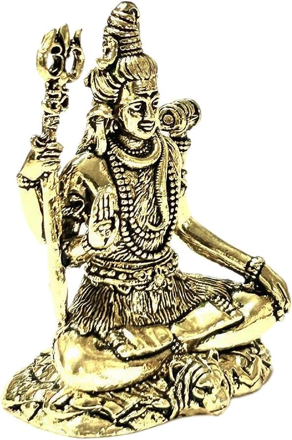 Ganges India® Miniature Shiva Brass Statue in Lotus Pose - 1.5 Inch, Hindu God and Destroyer of Evil, Premium Brass Idol, Collectible Figurine image 2