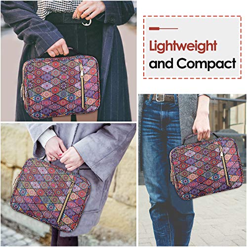 MoKo Bolsa de Libro, Cubierta de Biblia, Bolsillo para Biblia de Tamaño Estándar con Mango, Funda Transporte Gran Capacidad para Bolígrafos Cuaderno y Papeles para Hombre Mujer Niño - Datura Rómbica