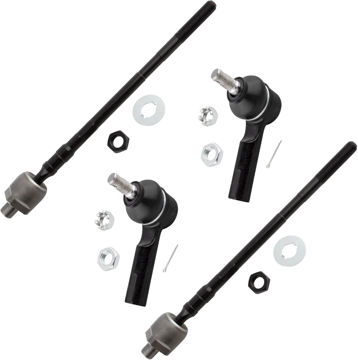 4Pcs Front Inner and Outer Tie Rods End Link Left Driver & Right Passenger Fit For Infiniti I30 2000-2001, For Infiniti I35 2002-2004, For Nissan Maxima 2000-2003 Replace# ES3438 ES3407 EV458