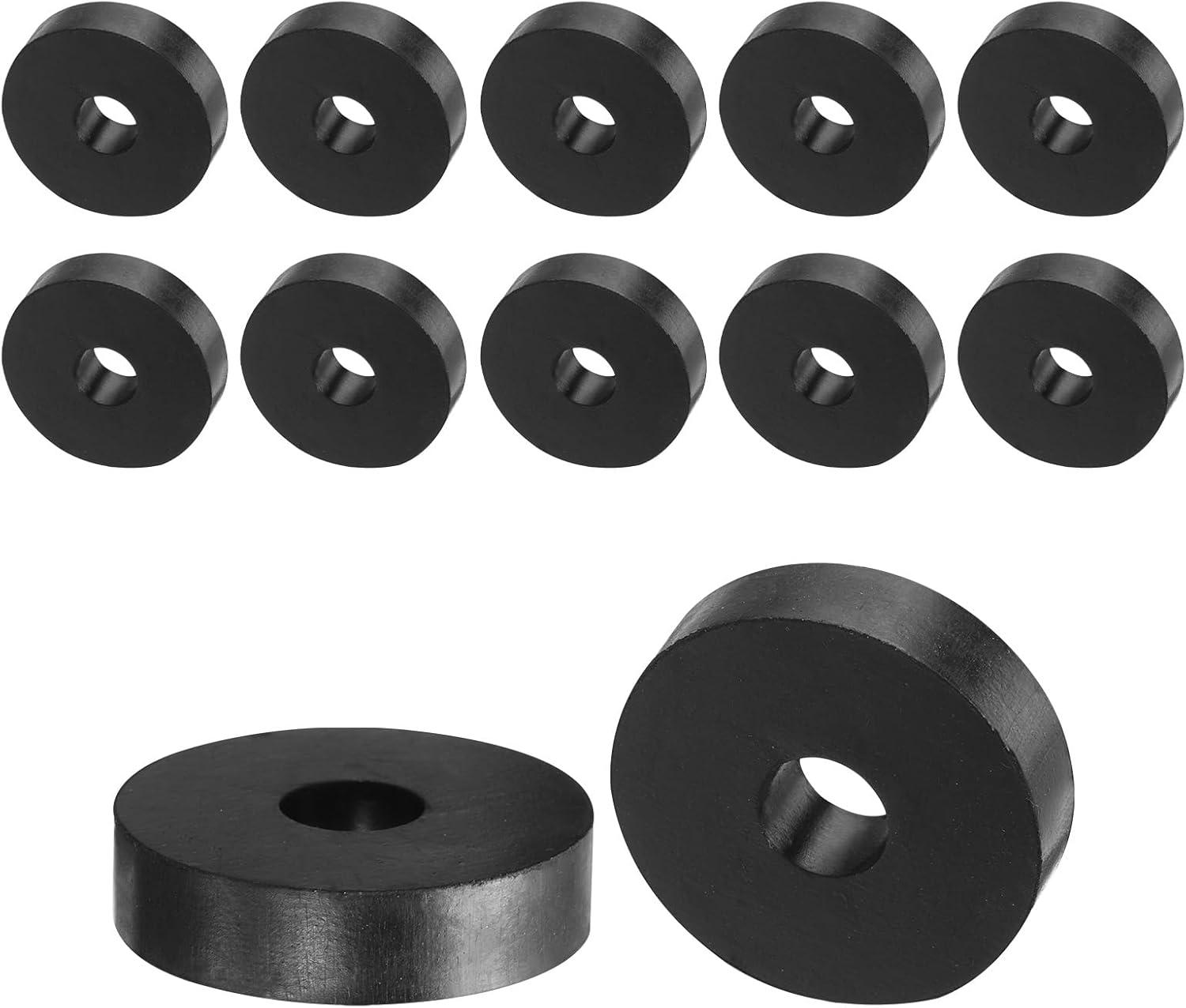 uxcell 12pcs Rubber Spacers 50mm OD, 10mm ID, 30mm Height Round Anti Vibration Spacer Rubber Bushing Grommets Thick Rubber Washers for Home Car Accessories