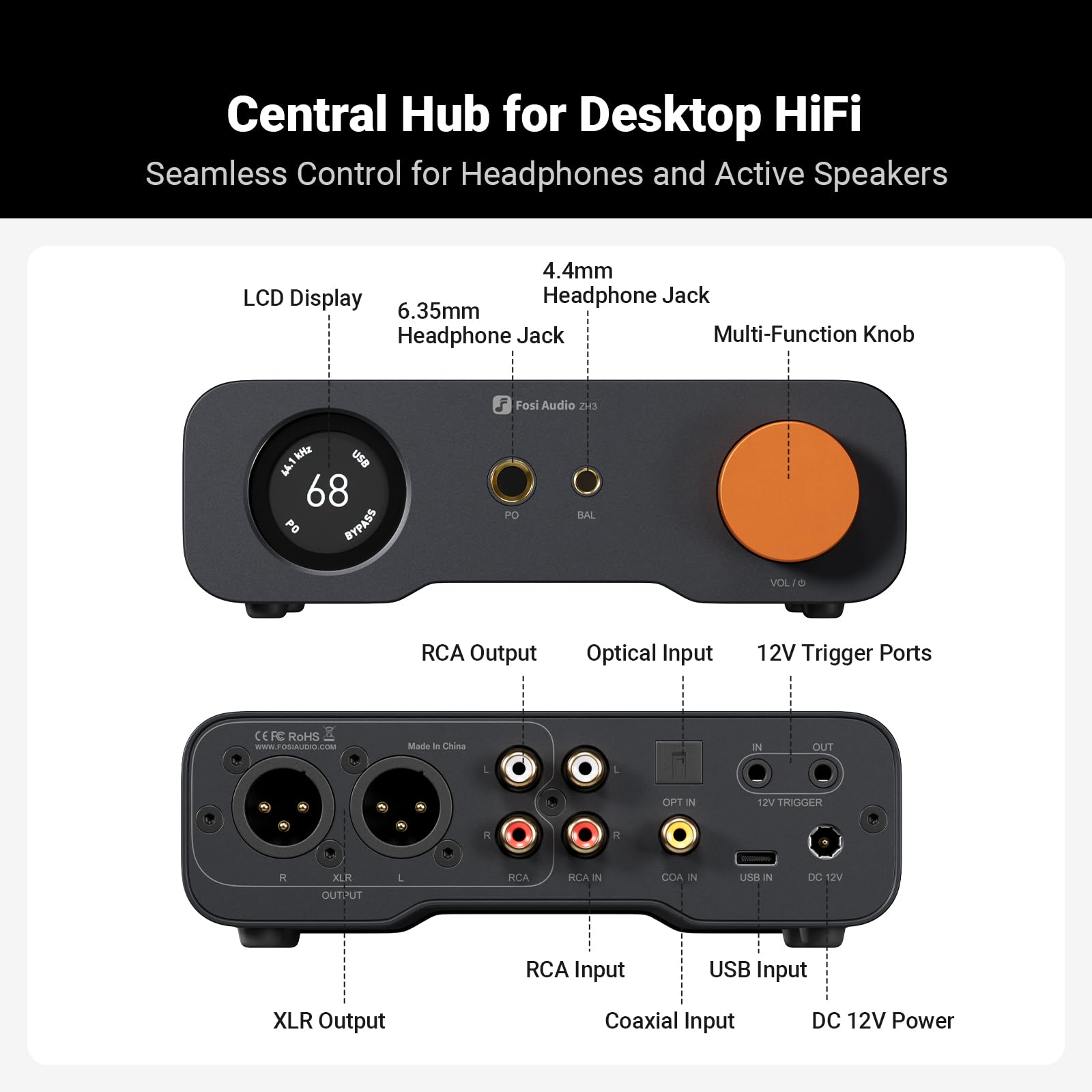 Fosi Audio ZH3 Amplificador de Auriculares DAC+Fosi Audio i5 Auriculares Magnéticos Planares de Respaldo Abierto