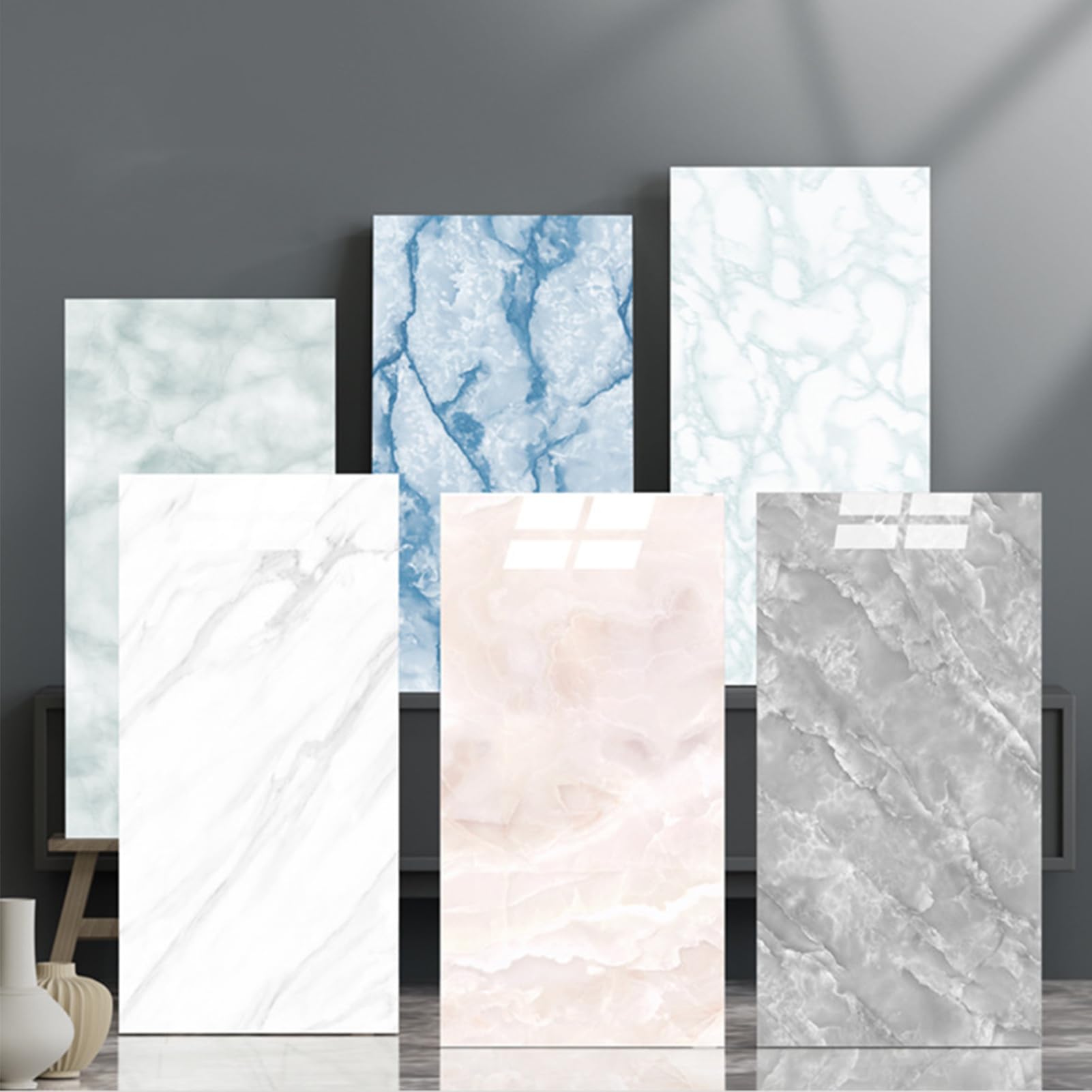 Pannelli Decorativi per Pareti, Piastrelle Adesive Cucina | 10 Pezzi, Pannelli Decorativi Effetto,G,40x80CM | Marmo in Pvc Impermeabile Per Pareti, Bagno, Cucina, Doccia e Soggiorno