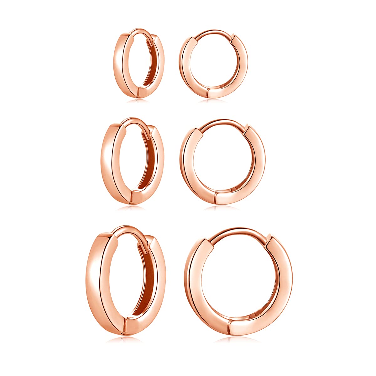 Deyanse 925 Sterling Silber Creolen Set - 3 Paare Unisex Klein Schlafen Knorpel Ohrringe für Mädchen - Allergenfrei in 9, 11, 13mm