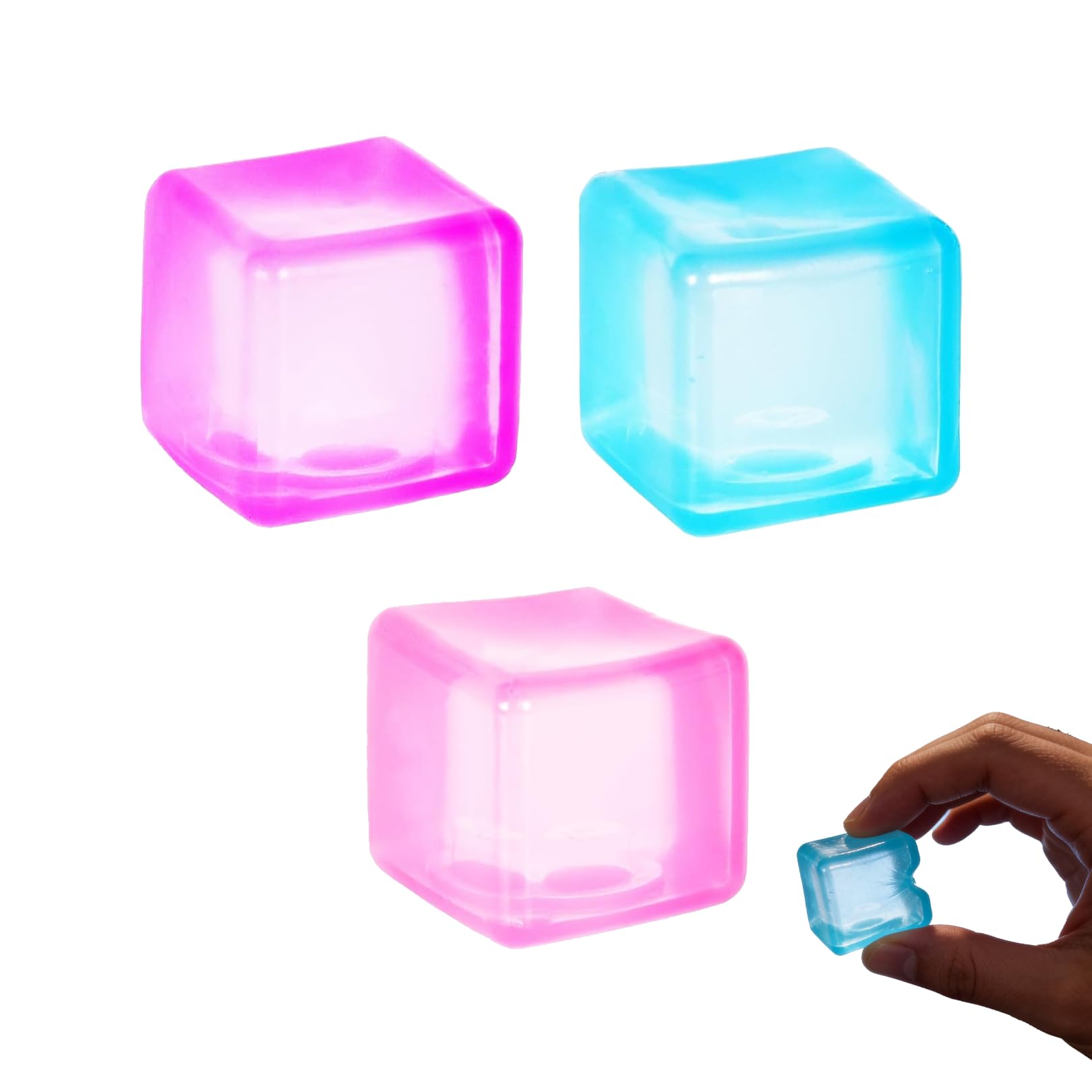 3 Pcs Squishy Cube,3 Cm Blue Pink Nice Squishy Ice for Fidget Baby Cubes Toys,for Relief Sensory Anxiety Stress Fidgets Kids Adults Cheap Squeezable No Deformation Squeeze Durable Waterproof Toys