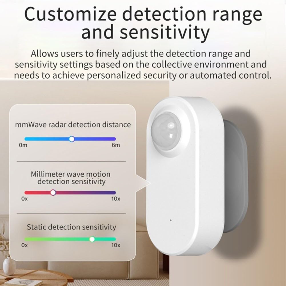 Detección de movimiento para Tuya, para sensor de presencia humana inteligente ZigBee, detector de movimiento WiFi para interiores con notificación de aplicación para seguridad en el hogar