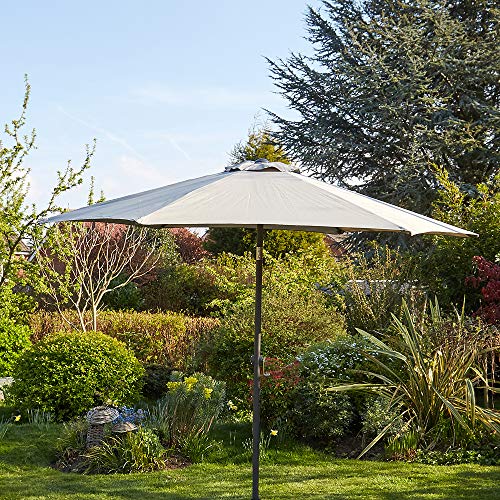 Home Source Garden Parasol 2.7 Metre Patio Shade Rust Proof Aluminium Pole Crank Tilt Grey