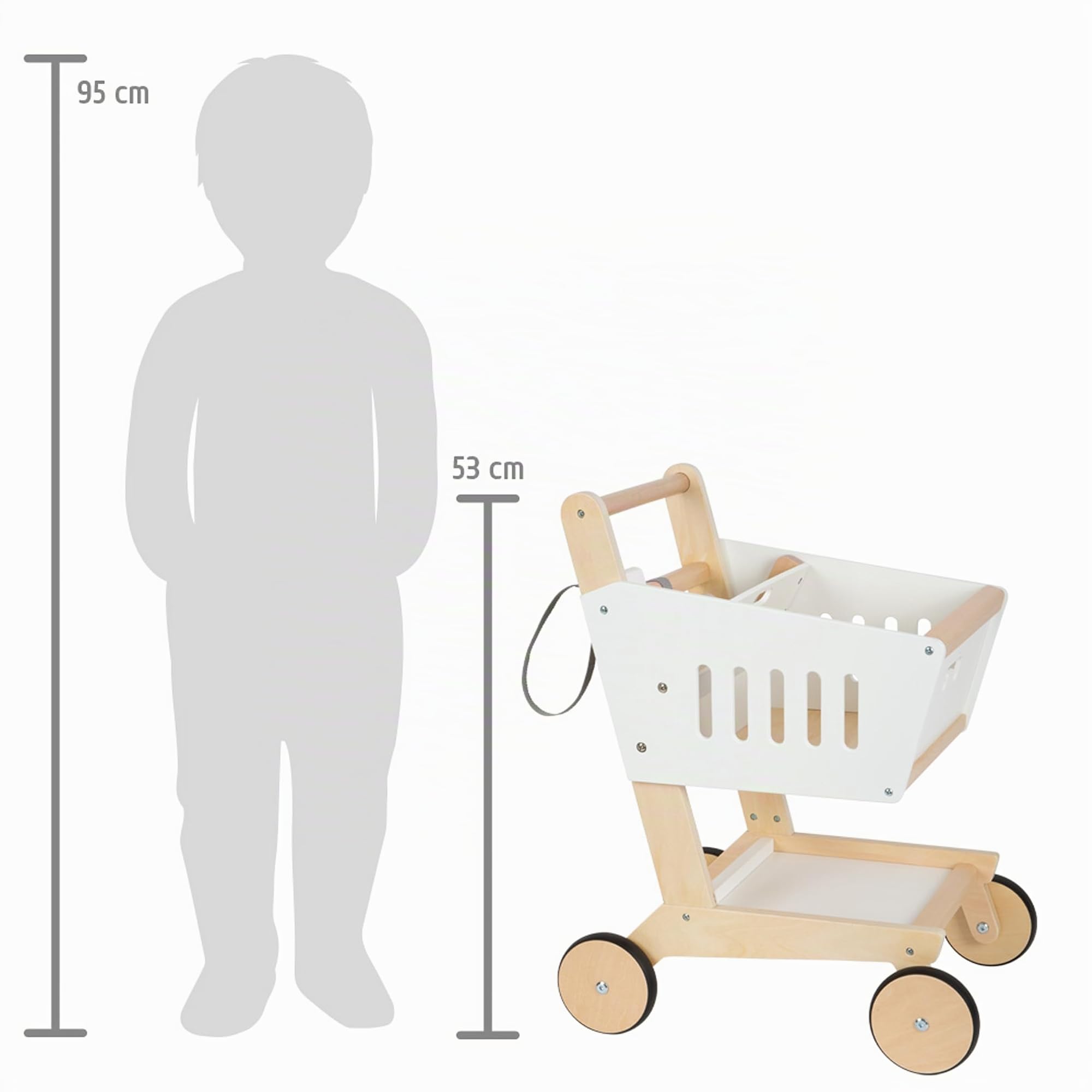 Small Foot Carrito de Compras Fresh de Madera, Accesorios para la tiendita, Juegos de rol, Desde los 3 años, 12403 Toys, Color Beige, Small
