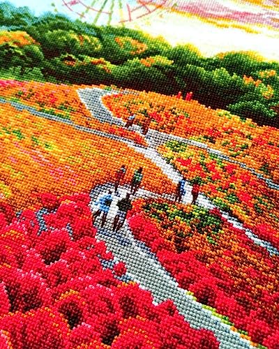 Image of RIOLIS - Hitachi Seaside Park 2130, Cross Stitch Kits 11 inch x 15 inch, Cross Stitch Kits for Beginners & Advanced, Crossstitching Kit Adult, Embroidery Counted Stitching Kit