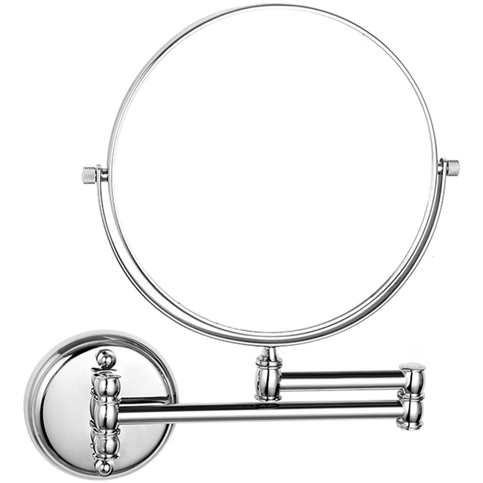 SXFSDOU Wall Mounted Makeup Mirror with Magnification, Chrome Double Sided Magnifying Mirror, 360° Rotated Extendable Bathroom Shaving Vanity Mirror,10X,8 Inch