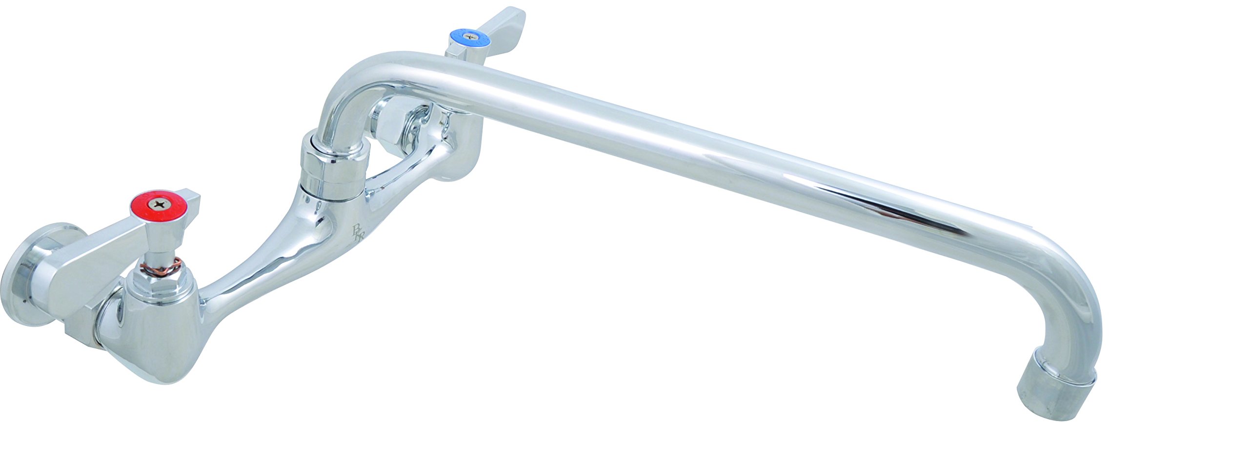 BK Resources WorkForce Standard Duty 8 inch On Center Splash Mount Faucet with 12 Inch Swing Spout