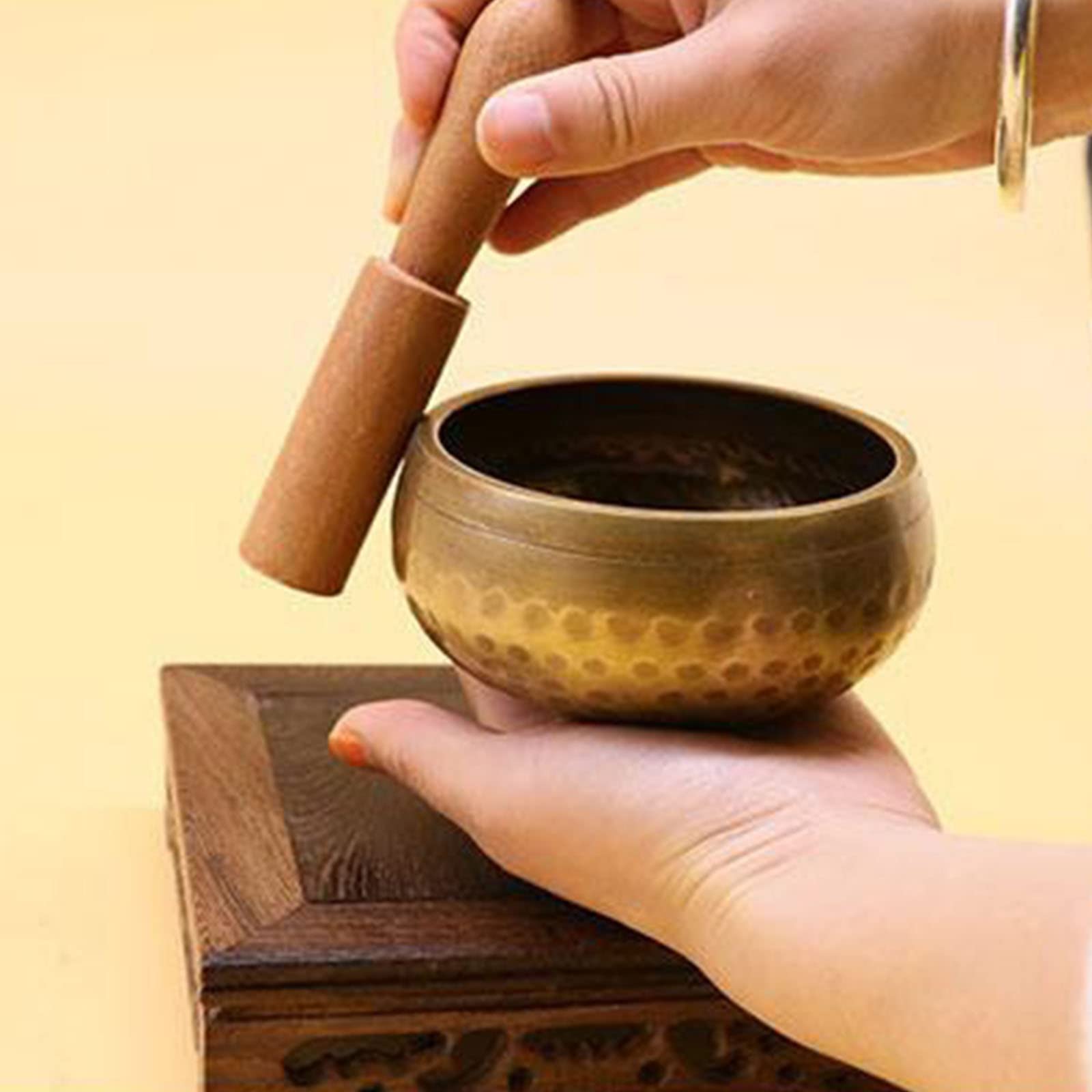 Set di campane tibetane con bacchette in legno, per yoga, canting, canting, canting, tibetano