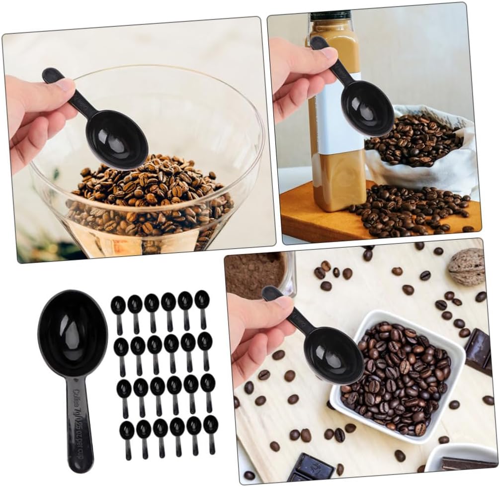 50pcs Multi-function Coffee Measuring Scoops 15ml Portable Black Plastic Tea and Coffee Scoop Set for Kitchen Brewing and Household Use
