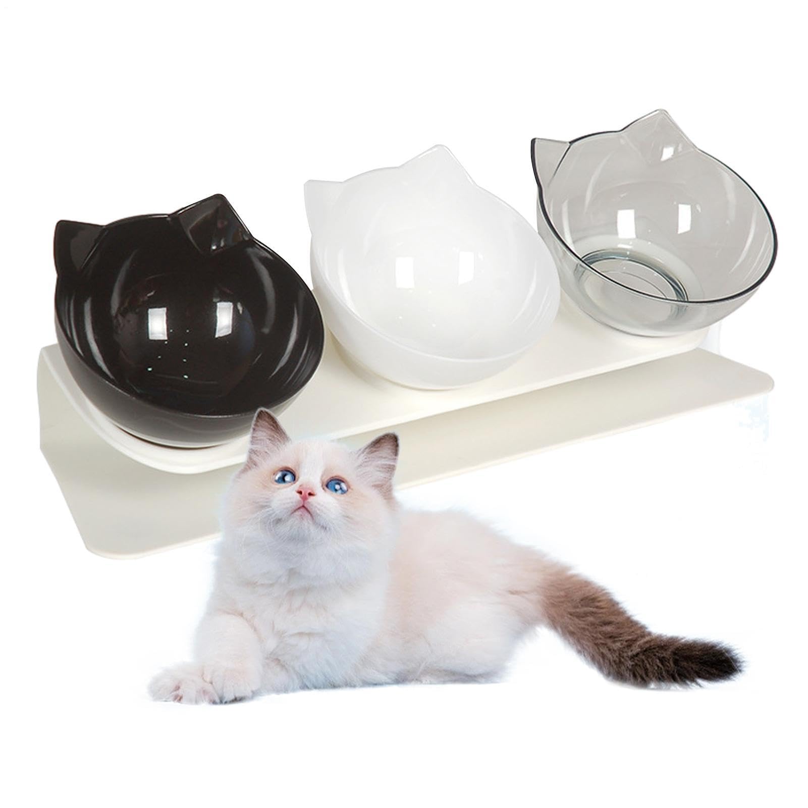 Bol pour chat anti-dérapant avec porte-repas lavable pour limiter les éclaboussures