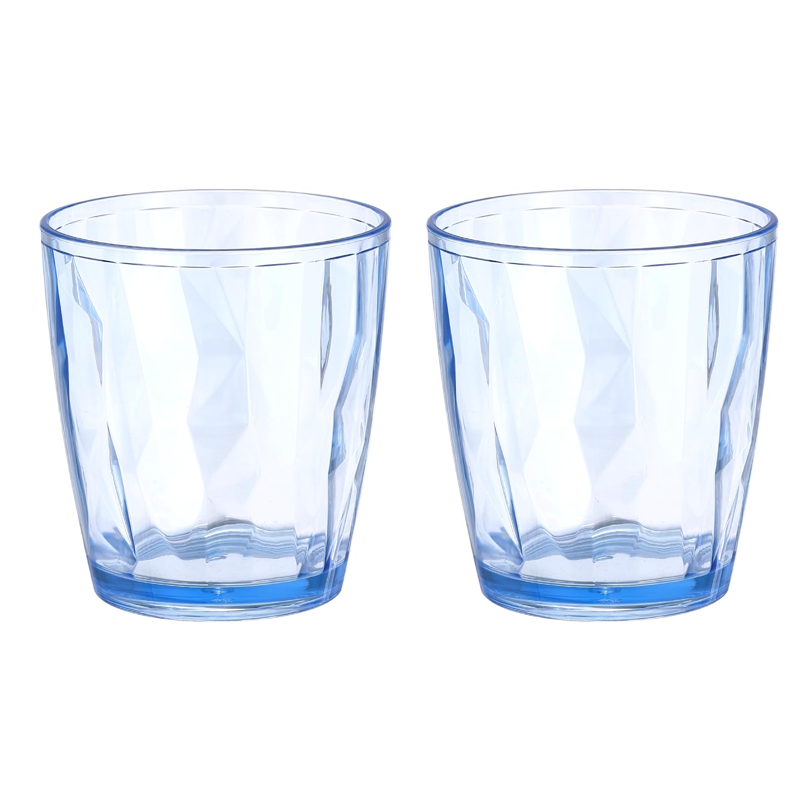sourcing map 2Pcs Plastic Drinking Glasses, 10.48oz Unbreakable Drinking Cups Reusable Stackable Water Tumblers for Home Office Outdoors Beer Cocktail Water Juice Whiskey, Blue