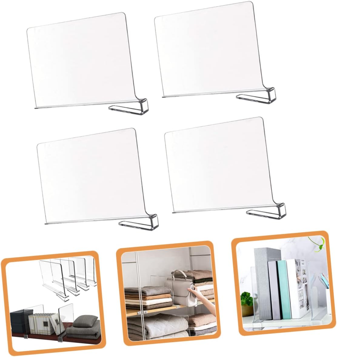 4pcs Wire Shelf Dividers Closet Organization Wardrobe Dividers Smooth Corners for Clothing Storage
