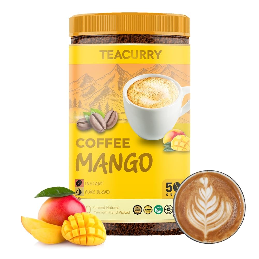 TEACURRY Pure Mango Instant Coffee Can (50 Grams, 50 Cups)-Freeze Dried From 100% Arabica Coffee Beans|Black Coffee With Natural Mango Flavour-For Hot Coffee And Cold Coffee (B0C38LM6L1) Amazon Price History, Amazon Price Tracker