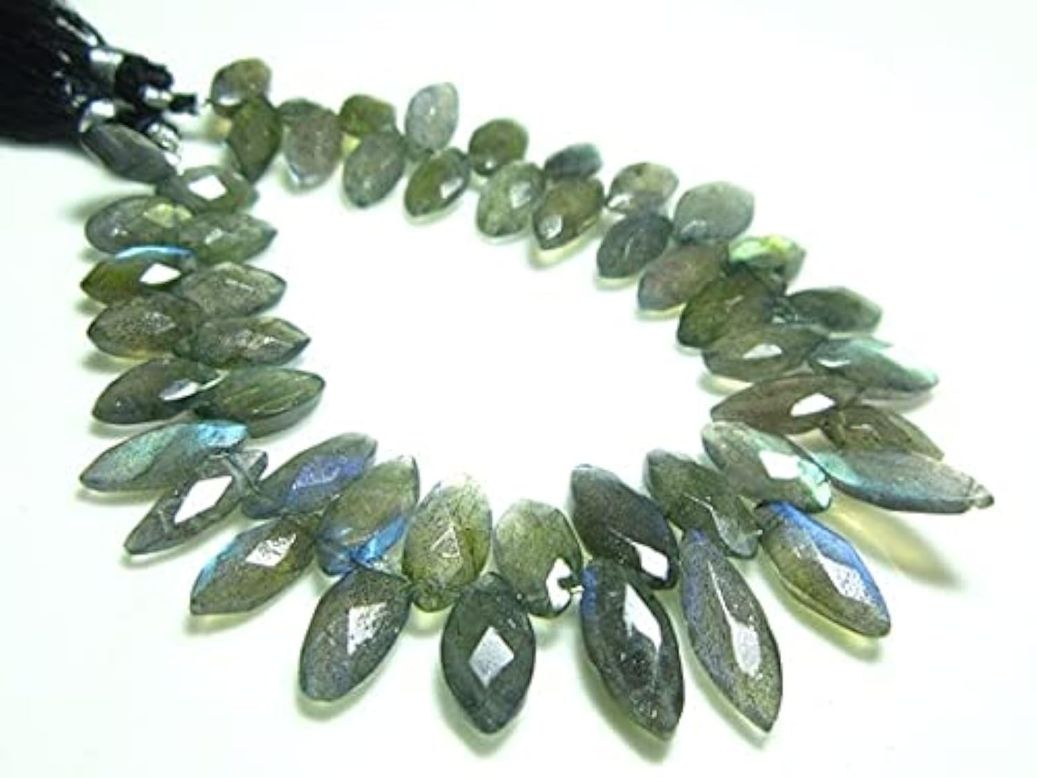 Labradorite pierre naturelle facetée en forme de marquise pour création bijoux faits main