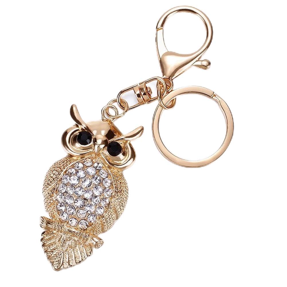 Hxyxbnhno Women's Multicolor Owl Crystal Keyring Charm Pendant Handbag Purse Bag For Key Chain Keychain