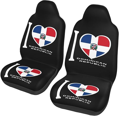 I Love - Juego completo de 2 fundas universales para asientos delanteros de automóvil de República Dominicana, se adapta a la mayoría de